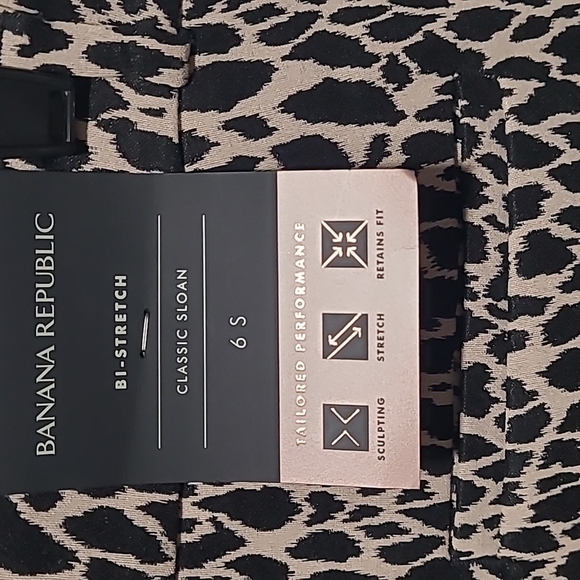 Banana Republic sz 6 short petite animal print tan black Sloan pants new WP39 - Picture 4 of 8